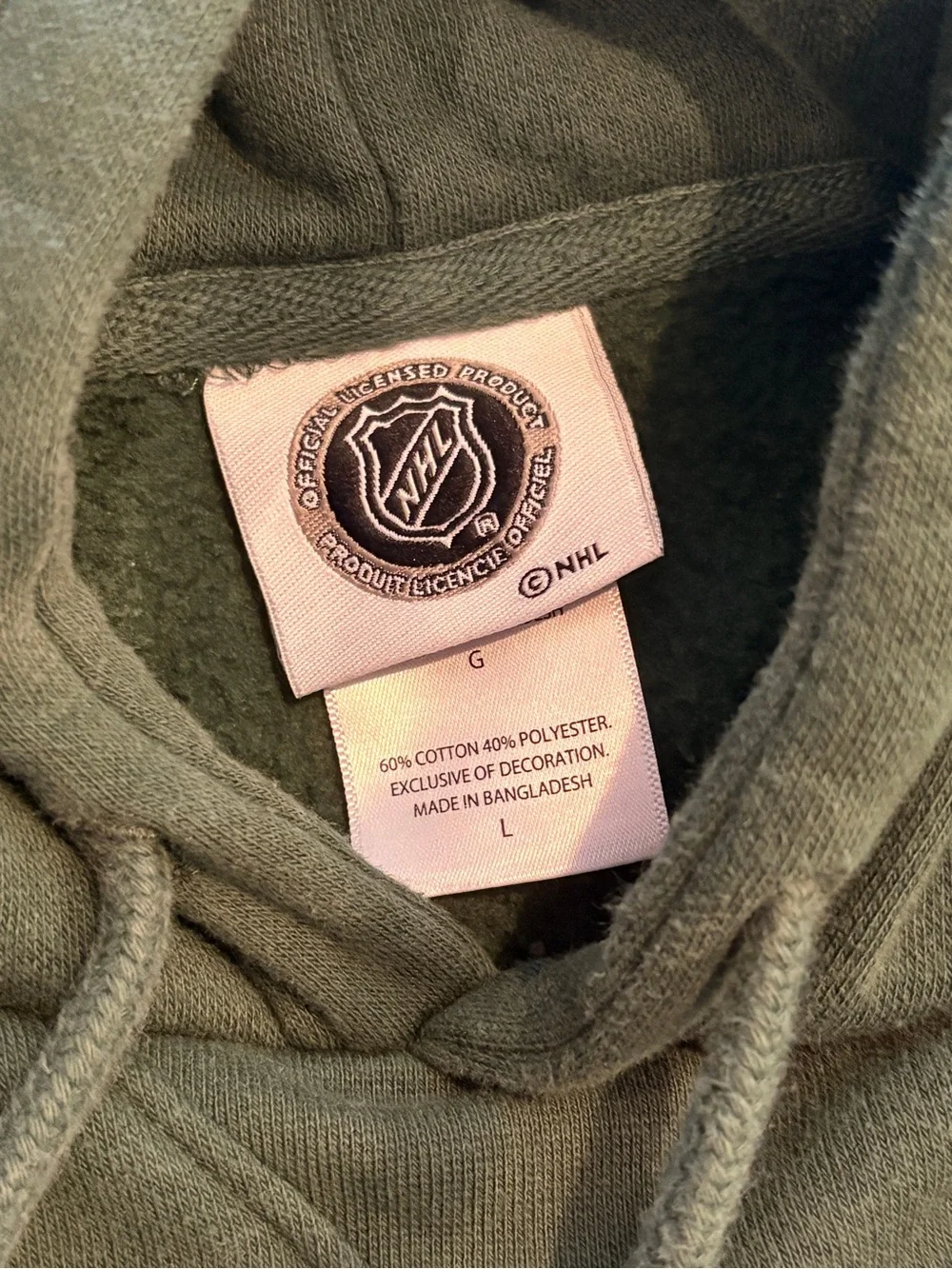 NHL Olive Green Pullover Hoodie with NHL Patch